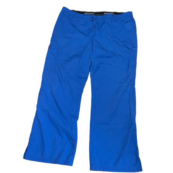 Dickies Pants Womens Royal Blue Hip Flip Cargo Flare Scrub Uniform Size XL - Picture 2 of 6